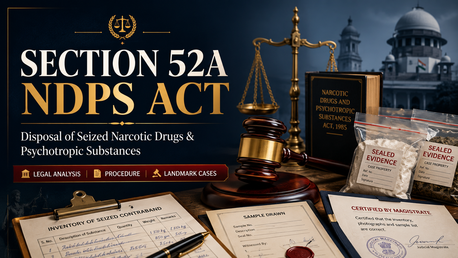 Section 52A NDPS Act: Disposal of Seized Narcotic Drugs & Psychotropic Substances — A Complete Legal Guide