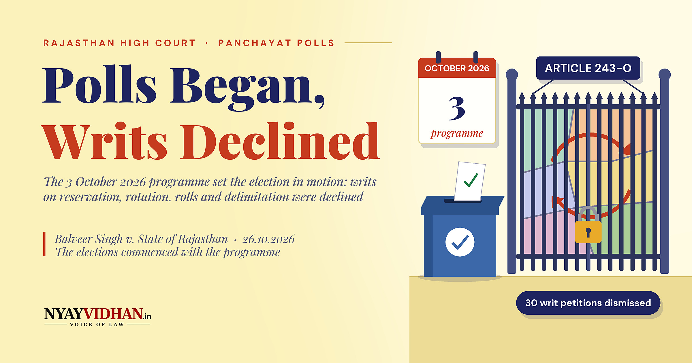 Panchayat Polls Began With the 3 October Programme: Rajasthan High Court Declines Reservation, Rotation and Delimitation Writs