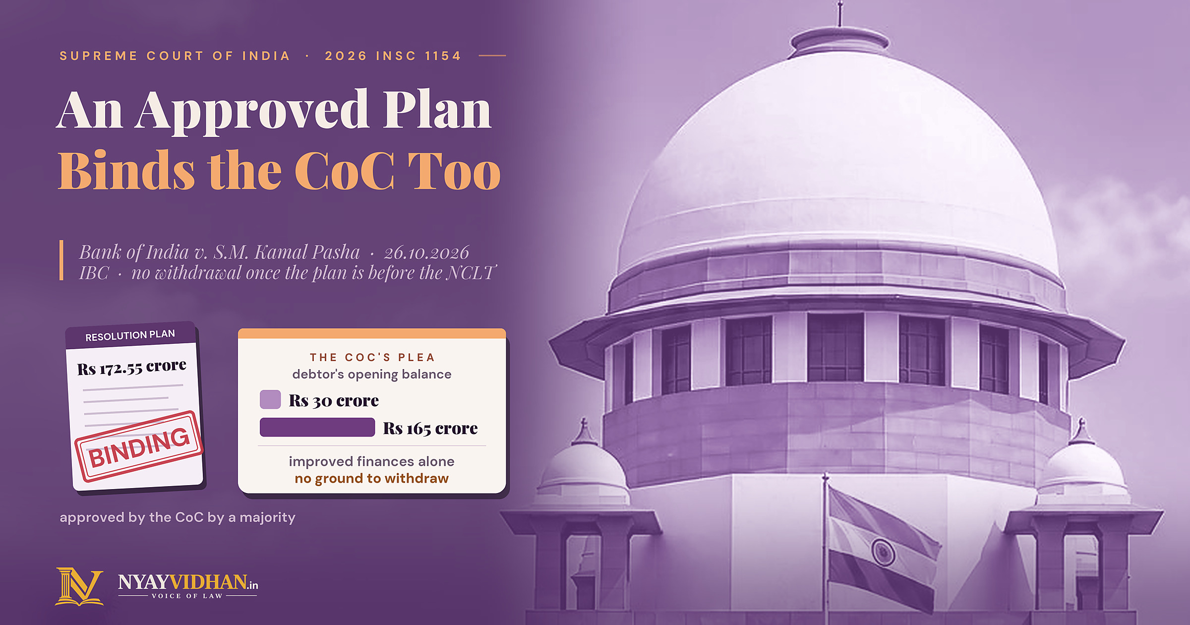 CoC Bound by Approved Resolution Plan, Cannot Withdraw It Over Debtor's Improved Finances: Supreme Court