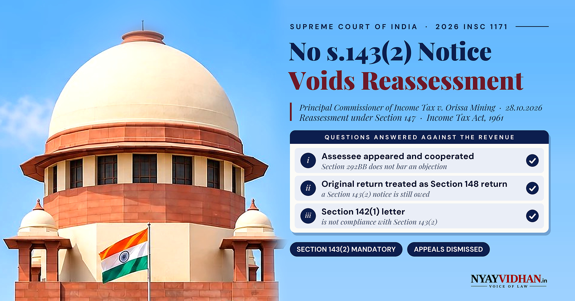 Supreme Court Holds Section 143(2) Notice Mandatory in Reassessment; Section 292BB Cannot Cure Its Absence