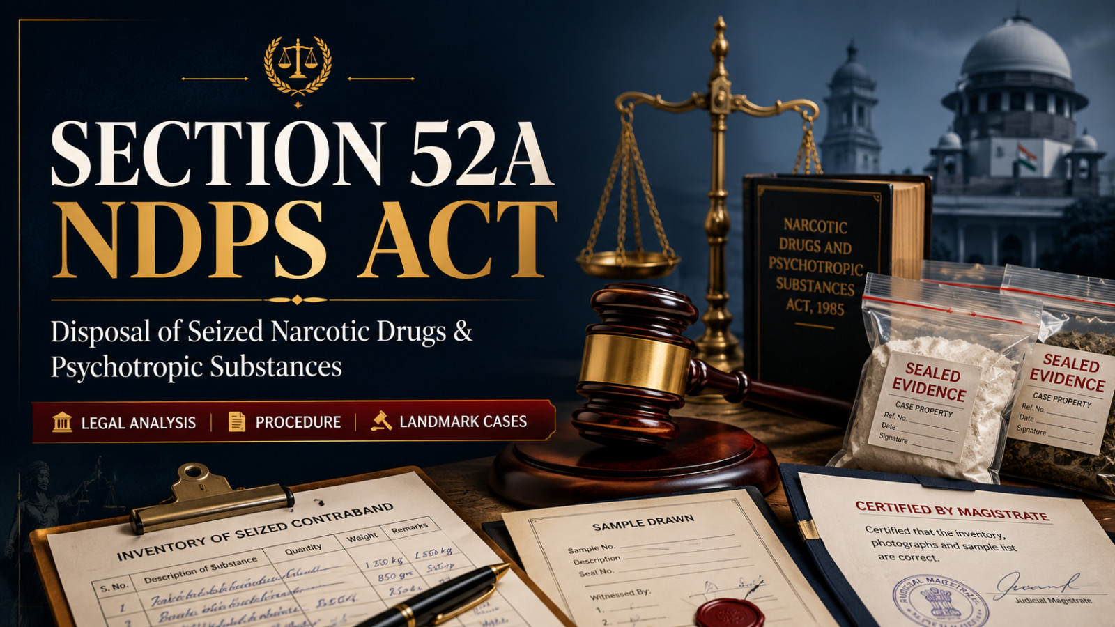 Section 52A NDPS Act: Disposal of Seized Narcotic Drugs & Psychotropic Substances — A Complete Legal Guide